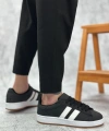 Shoecide Sb0235 Boa İki Çizgili Siyah Cilt Erkek Günlük Ayakkabı