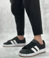 Shoecide Sb0235 Boa İki Çizgili Siyah Cilt Erkek Günlük Ayakkabı