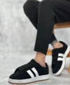 Shoecide Sb0235 Boa İki Çizgili Siyah Süet Erkek Günlük Ayakkabı