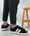Shoecide Sb0235 Boa İki Çizgili Siyah Süet Erkek Günlük Ayakkabı