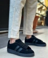 Shoecide Sb0235 Boa İki Çizgili Siyah Taban Erkek Günlük Ayakkabı