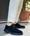 Shoecide Sb0237 Bağcıklı Klasik Siyah Taban  Süet Casual Erkek Ayakkabı