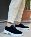 Shoecide Sb0237 Bağcıklı Klasik Yüksek Taban Siyah Süet Casual Erkek Ayakkabı