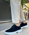 Shoecide Sb0237 Bağcıklı Klasik Yüksek Taban Siyah Süet Casual Erkek Ayakkabı