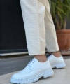 Shoecide Sb0237 Bağcıklı Rugan Klasik Yüksek Taban Beyaz Casual Erkek Ayakkabı