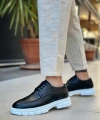 Shoecide Sb0237 Bağcıklı Rugan Klasik Yüksek Taban Cilt Siyah Casual Erkek Ayakkabı