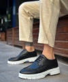 Shoecide Sb0237 Bağcıklı Rugan Klasik Yüksek Taban Cilt Siyah Casual Erkek Ayakkabı
