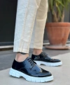 Shoecide Sb0237 Bağcıklı Rugan Klasik Yüksek Taban Siyah Casual Erkek Ayakkabı