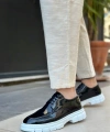 Shoecide Sb0237 Bağcıklı Rugan Klasik Yüksek Taban Siyah Casual Erkek Ayakkabı