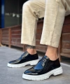 Shoecide Sb0237 Bağcıklı Rugan Klasik Yüksek Taban Siyah Casual Erkek Ayakkabı