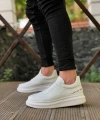 Shoecide Sb0238 Boa Yüksek Taban Beyaz Bağcıklı Erkek Ayakkabı