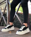 Shoecide Sb0238 Boa Yüksek Taban Beyaz Siyah Bağcıklı Erkek Ayakkabı