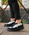 Shoecide Sb0238 Boa Yüksek Taban Siyah Beyaz Bağcıklı Erkek Ayakkabı
