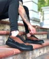 Shoecide Sb0238 Boa Yüksek Taban Taba Siyah Bağcıklı Erkek Ayakkabı