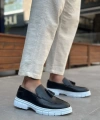 Shoecide Sb0240 Yüksek Taban Klasik Parlak Püsküllü Cilt Siyah Erkek Ayakkabı