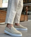 Shoecide Sb0241 Bağcıksız Yüksek Taban Bej Süet Erkek Ayakkabı