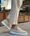 Shoecide Sb0241 Bağcıksız Yüksek Taban Bej Süet Erkek Ayakkabı