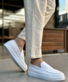 Shoecide Sb0241 Bağcıksız Yüksek Taban Beyaz Cilt Erkek Ayakkabı