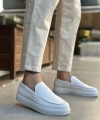 Shoecide Sb0241 Bağcıksız Yüksek Taban Beyaz Cilt Erkek Ayakkabı