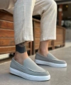 Shoecide Sb0241 Bağcıksız Yüksek Taban Gri Süet Erkek Ayakkabı