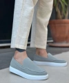 Shoecide Sb0241 Bağcıksız Yüksek Taban Gri Süet Erkek Ayakkabı