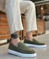 Shoecide Sb0241 Bağcıksız Yüksek Taban Haki Süet Erkek Ayakkabı
