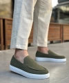 Shoecide Sb0241 Bağcıksız Yüksek Taban Haki Süet Erkek Ayakkabı