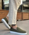 Shoecide Sb0241 Bağcıksız Yüksek Taban Haki Süet Erkek Ayakkabı
