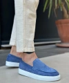 Shoecide Sb0241 Bağcıksız Yüksek Taban Mavi Süet Erkek Ayakkabı