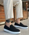 Shoecide Sb0241 Bağcıksız Yüksek Taban Siyah Süet Erkek Ayakkabı