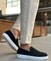Shoecide Sb0241 Bağcıksız Yüksek Taban Siyah Süet Erkek Ayakkabı