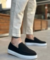 Shoecide Sb0241 Bağcıksız Yüksek Taban Siyah Süet Erkek Ayakkabı