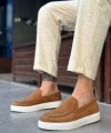 Shoecide Sb0241 Bağcıksız Yüksek Taban Taba Süet Erkek Ayakkabı