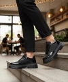 Shoecide Sb0243 Bağcıklı Rugan Paraşüt Detaylı Yüksek Siyah Taban Erkek Ayakkabı