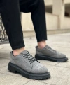 Shoecide Sb0245 Gri Süet Akıllı Lastik Bağcık Yüksek Taban Günlük Erkek Ayakkabı