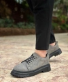Shoecide Sb0245 Gri Süet Akıllı Lastik Bağcık Yüksek Taban Günlük Erkek Ayakkabı