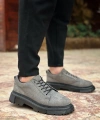 Shoecide Sb0245 Gri Süet Akıllı Lastik Bağcık Yüksek Taban Günlük Erkek Ayakkabı
