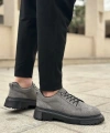 Shoecide Sb0245 Gri Süet Akıllı Lastik Bağcık Yüksek Taban Günlük Erkek Ayakkabı