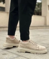 Shoecide Sb0245 Krem Süet Akıllı Lastik Bağcık Yüksek Taban Günlük Erkek Ayakkabı