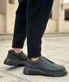 Shoecide Sb0245 Siyah Akıllı Lastik Bağcık Yüksek Siyah Taban Günlük Erkek Ayakkabı