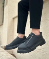 Shoecide Sb0245 Siyah Akıllı Lastik Bağcık Yüksek Siyah Taban Günlük Erkek Ayakkabı