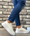 Shoecide Sb0302 Shoecide Kalın Taban Bağcıksız Tarz Casual Beyaz Erkek Ayakkabı