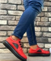 Shoecide Sb0302 Shoecide Kalın Taban Bağcıksız Tarz Casual Kırmızı Siyah Erkek Ayakkabı