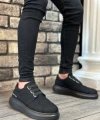 Shoecide Sb0302 Shoecide Kalın Taban Bağcıksız Tarz Casual Siyah Siyah Erkek Ayakkabı