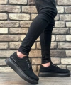 Shoecide Sb0302 Shoecide Kalın Taban Bağcıksız Tarz Casual Siyah Siyah Erkek Ayakkabı
