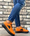 Shoecide Sb0302 Shoecide Kalın Taban Bağcıksız Tarz Casual Turuncu Erkek Ayakkabı