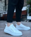 Shoecide Sb0307 Boa Kalın Yüksek Taban Çift Bant Beyaz Erkek Ayakkabı