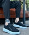 Shoecide Sb0307 Boa Kalın Yüksek Taban Çift Bant Siyah Beyaz Erkek Ayakkabı