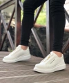 Shoecide Sb0310 Boa Kalın Yüksek Taban Fermuarlı Beyaz Erkek Ayakkabı