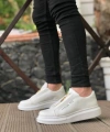 Shoecide Sb0310 Boa Kalın Yüksek Taban Fermuarlı Beyaz Erkek Ayakkabı